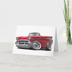 1957年のChevy Belairの赤いコンバーチブル カード