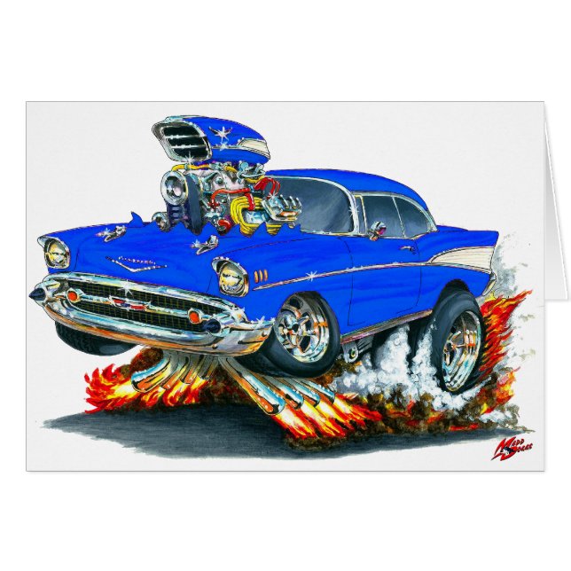 1957年のChevy Belairの青車 (正面横)