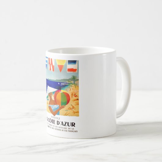 1957年のVisitezのLaのCote d'Azurのフランス人旅行ポスター コーヒーマグカップ (正面右)