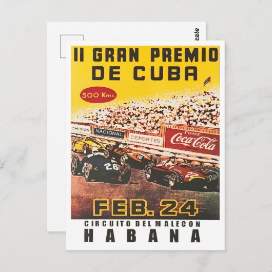 1957年キューバグランプリのヴィンテージカーレース ポストカード (正面/裏面)