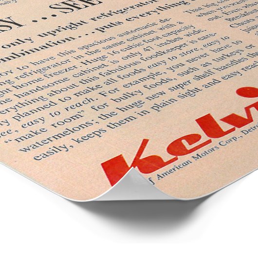 1957年冷蔵庫広告 ポスター (角)