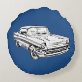 1957年式シボレー・ベル・エア クラシックカーイラスト ラウンドクッション