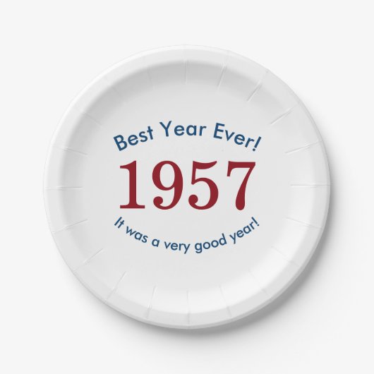 1957年最高の年 60歳の誕生日パーティーをお祝い ペーパープレート (正面)