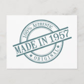 1957年生まれ  誕生年 丸型 ゴム印 ロゴ ポストカード (正面)