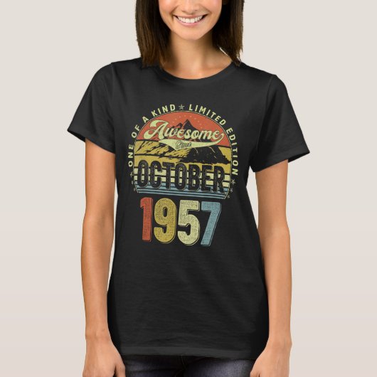 1957年10素晴らし月65日生以来65歳 Tシャツ (正面)