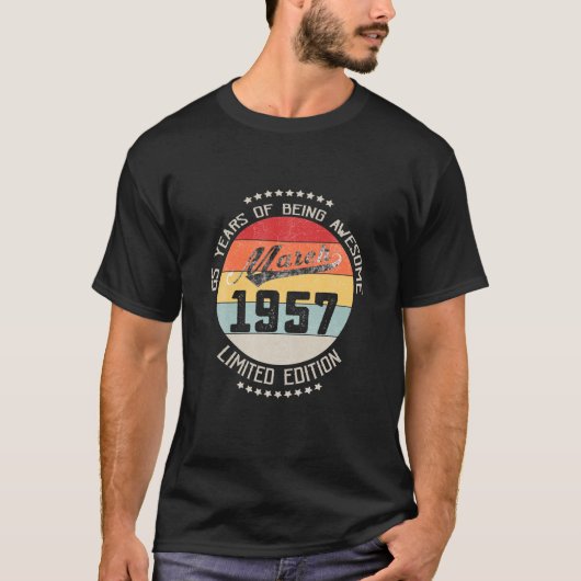 1957年3月65日Yrs旧誕生日65年Aw Tシャツ (正面)