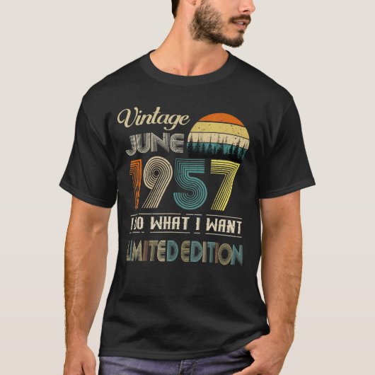 1957年6月ヴィンテージ65歳誕生日 Tシャツ (正面)