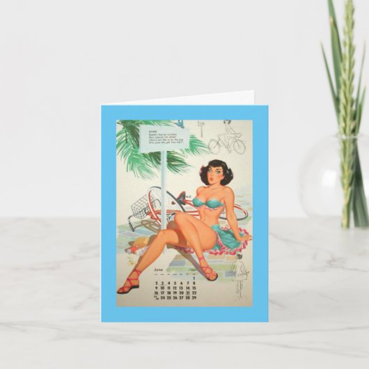 1957年6月 ヴィンテージ ピンナップ 誕生日 カード (正面)