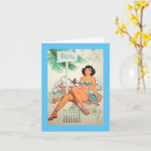 1957年6月 ヴィンテージ ピンナップ 誕生日 カード (黄色い花)