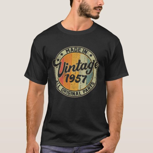 1957年65歳誕生日65歳の贈り物メニュー Tシャツ (正面)