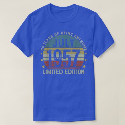 1957年7月65歳ギフト男性へヴィンテージ65th B Tシャツ (デザイン正面)