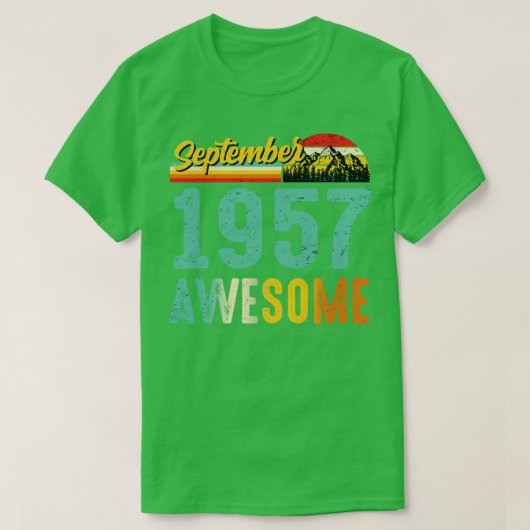1957年9月誕生日ギフトシャツヴィンテージ9月 Tシャツ (デザイン正面)