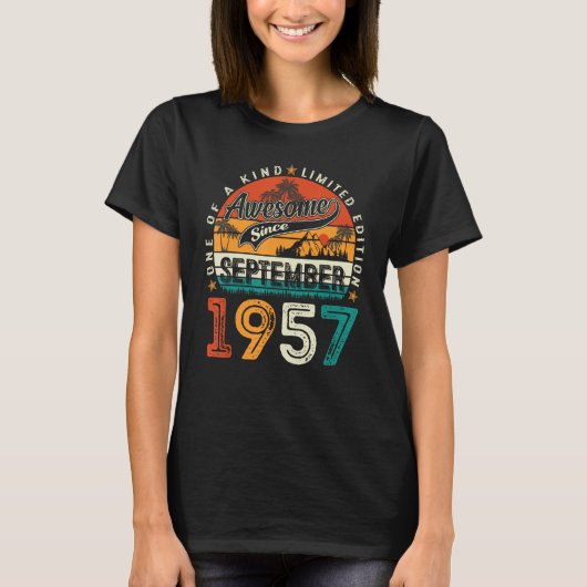 1957年9月66歳66誕生日メンズウォム Tシャツ (正面)
