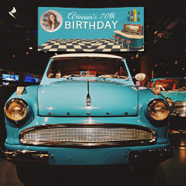 1957年 レトロダイナー 70歳の誕生日フォト 横断幕