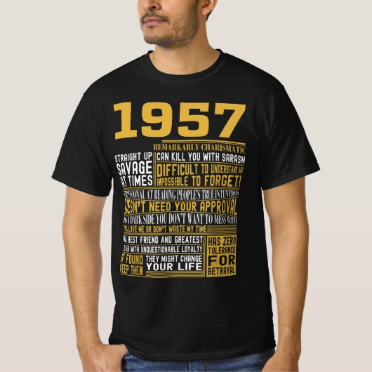 1957最高の生まれ Facts for Mens, Womens, Bday Gif Tシャツ (正面)