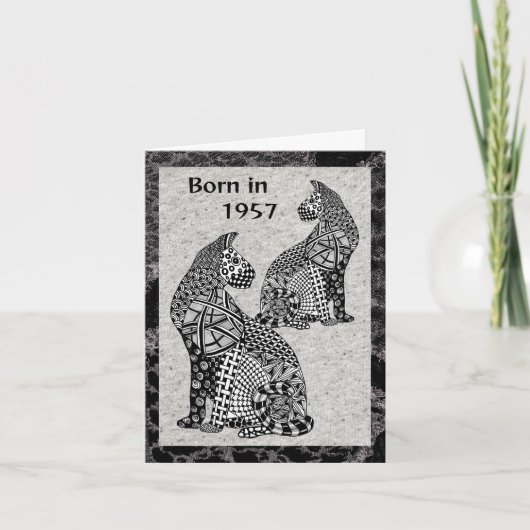 1957生まれ年の誕生日おもしろい事実 カード (正面)