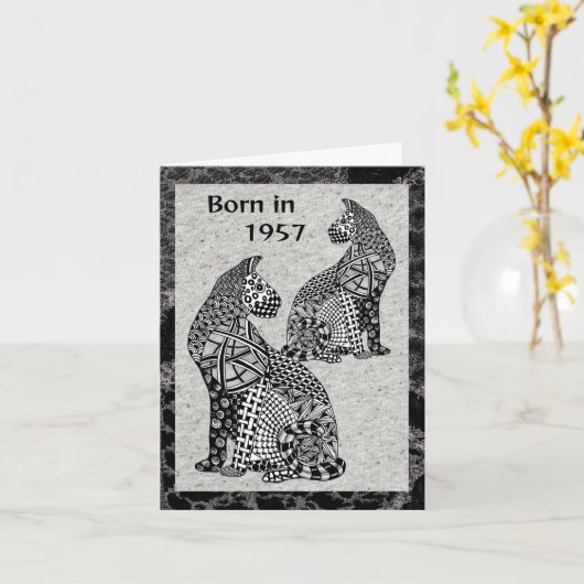 1957生まれ年の誕生日おもしろい事実 カード (黄色い花)