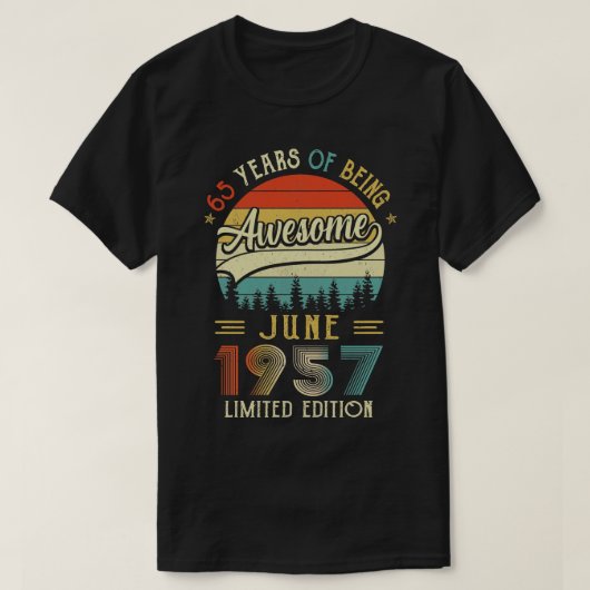 1957生まれ年6月65日誕生日1957年65年製 Tシャツ (デザイン正面)