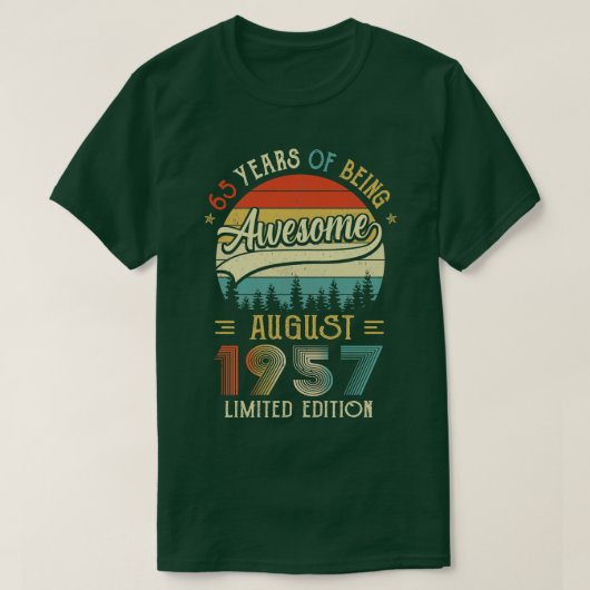 1957生まれ年65回目の誕生日1957年65年製 Tシャツ (デザイン正面)