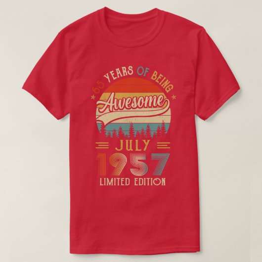 1957生まれ年7月65日誕生日1957年65年 Tシャツ (デザイン正面)
