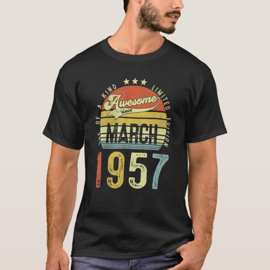 1957素晴らし年3月以来ヴィンテージ65誕生日 Tシャツ (正面)