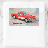 1957道路地図のコルベット 長方形シール (バッグ)