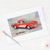 1957道路地図のコルベット 長方形シール (封筒)