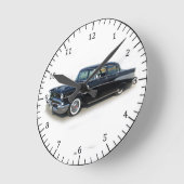 1957黒4ドアクラシック車時計 ラウンド壁時計 (傾斜)