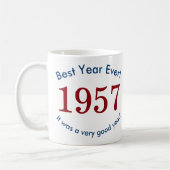1957 ♥ 最高の年！60歳の誕生日ギフトマグ コーヒーマグカップ (左)