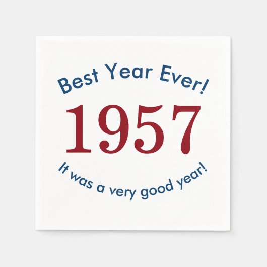 1957 ♥ 最高の年！60歳の誕生日ペーパーナプキン スタンダードカクテルナプキン (正面)