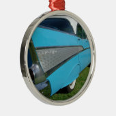 1957 57の青のChevy Bel Airのクリスマスのオーナメント メタルオーナメント (右)