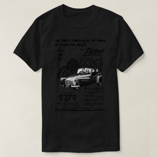 1957 BOND MINICAR広告Tシャツ Tシャツ (デザイン正面)