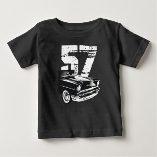 1957 Chevy Belエアフロントサイドビューシルエット ベビーTシャツ