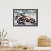 1957 Chevy Bel Air,クラシック,ジャンクポスト黙示録 ポスター (キッチン)