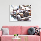 1957 Chevy Bel Air, Apocalphtic クラシック Rat Rod Car キャンバスプリント (インサイチュ (リビング))