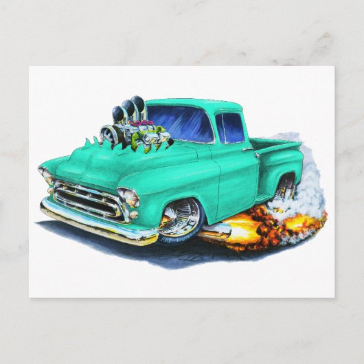 1957 Chevy Pickup Seaooam Green ポストカード (正面)