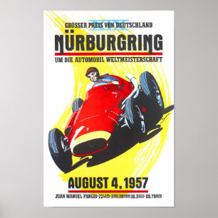 1957 Nurburgring Grand Prix vintage racing ポスター