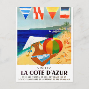1957 Visitez La Cote D'Azur旅行ポスフランスのター ポストカード