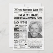 1958カスタム年新聞紙誕生日カードのトレンド シーズンカード (正面)