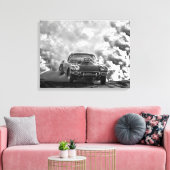 1958コルベットが燃え尽きる キャンバスプリント (インサイチュ (リビング))