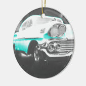 1958シェヴィイインパラブライトブルークラシック車 セラミックオーナメント (左)
