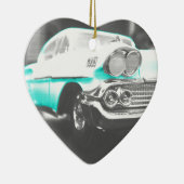 1958シェヴィイインパラブライトブルークラシック車 セラミックオーナメント (右)