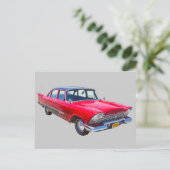 1958プリマスクラシックサボイアンティーク車 ポストカード (スタンド正面)