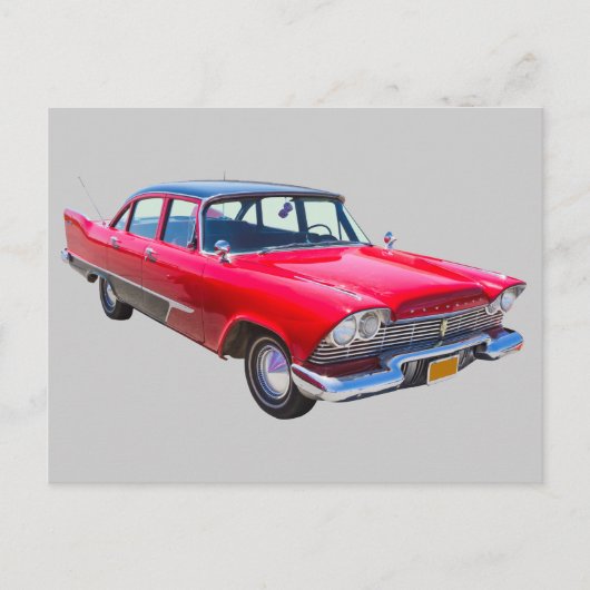 1958プリマスクラシックサボイアンティーク車 ポストカード (正面)