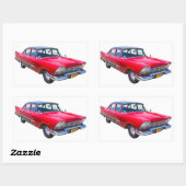 1958プリマスクラシックサボイアンティーク車 長方形シール (シート)