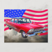 1958プリマス・サボイカーアメリカ国旗 ポストカード (正面)