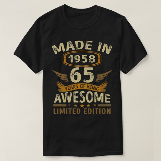 1958年に65年のデザインで作ら素晴らしれる Tシャツ (デザイン正面)