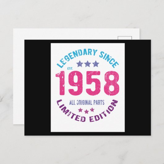 1958年のヴィンテージ誕生日 ポストカード (正面/裏面)