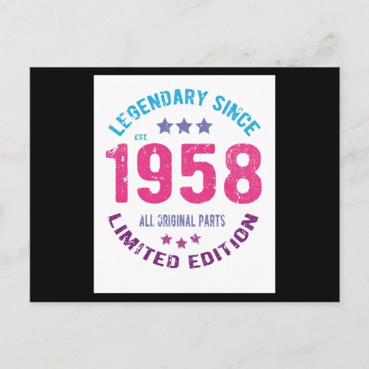 1958年のヴィンテージ誕生日 ポストカード (正面)