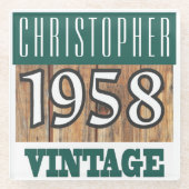 1958年の名前のヴィンテージガラスコースター ガラスコースター (正面)
